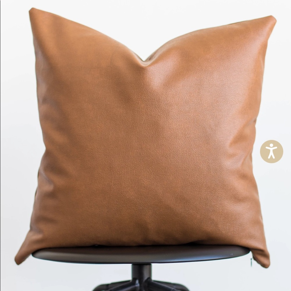 Woven nook faux leather pillow cover